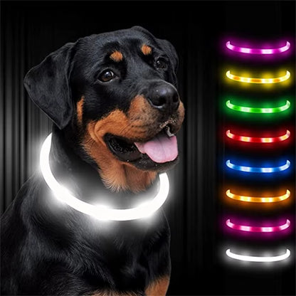 LED Glowing Dog Collar USB Rechargeable Luminous Light up Dog Collars, Flashing Lights for Puppy Small Medium Large Dogs&Cats
