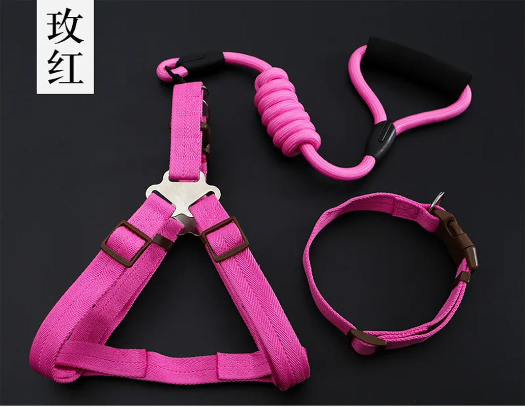 Small Puppy Pet Dog Collars Set Adjustable Buckle Leash Large Dogs Harness Chihuahua Walking Lead Leash Dog Pet Harness Vest