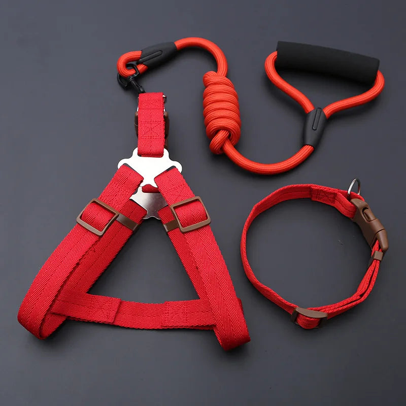 Small Puppy Pet Dog Collars Set Adjustable Buckle Leash Large Dogs Harness Chihuahua Walking Lead Leash Dog Pet Harness Vest