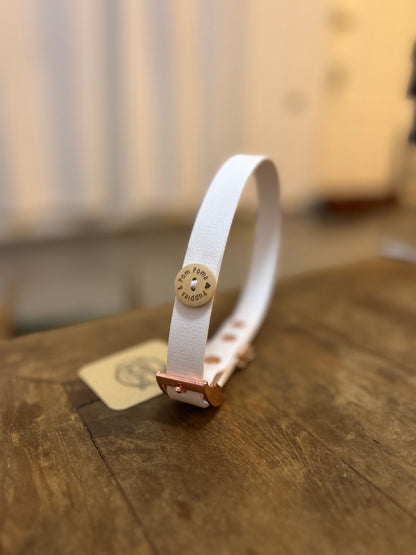 Handmade Biothane Dog Collar - White - 20mm