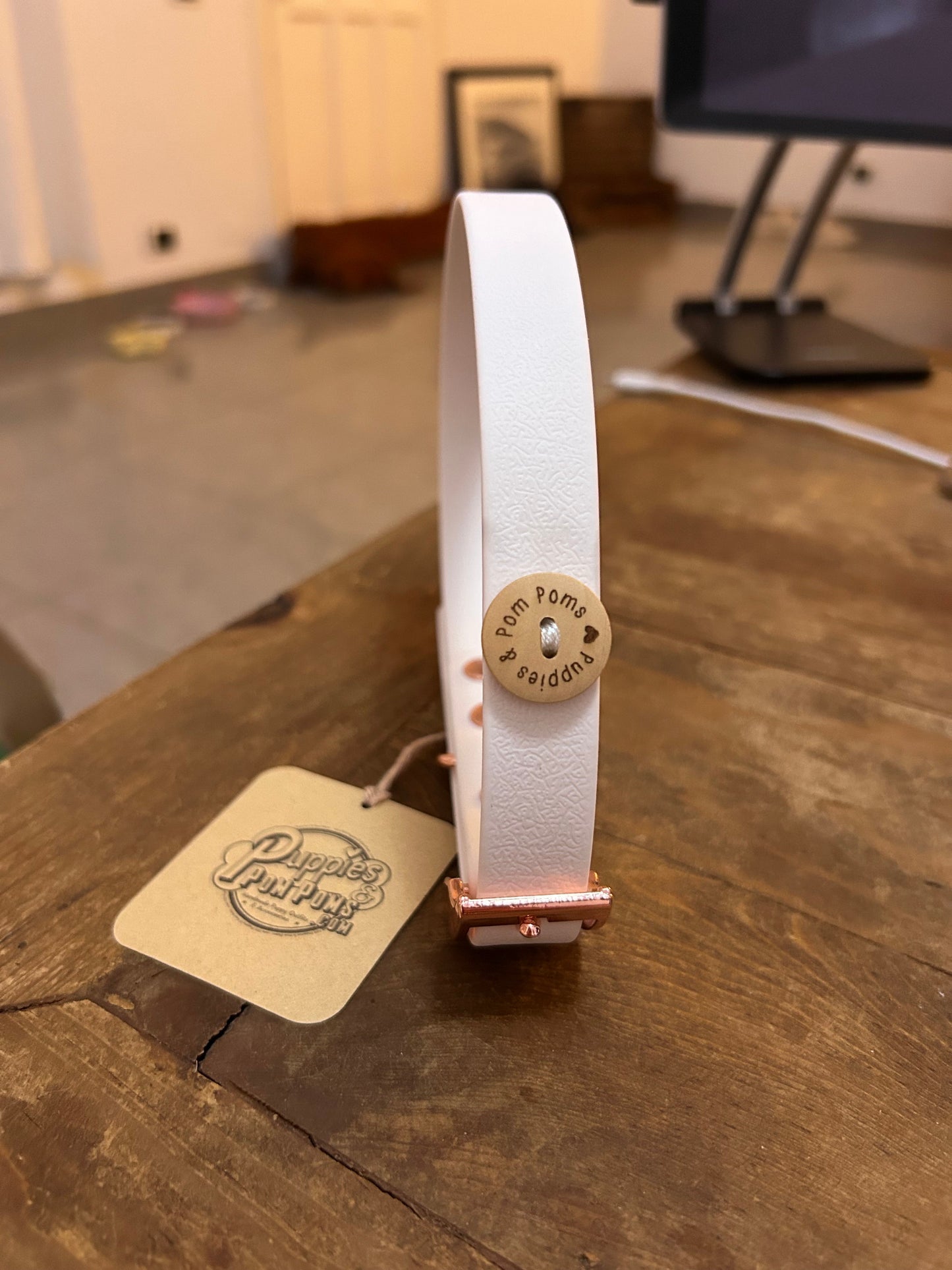 Handmade Biothane Dog Collar - White - 20mm