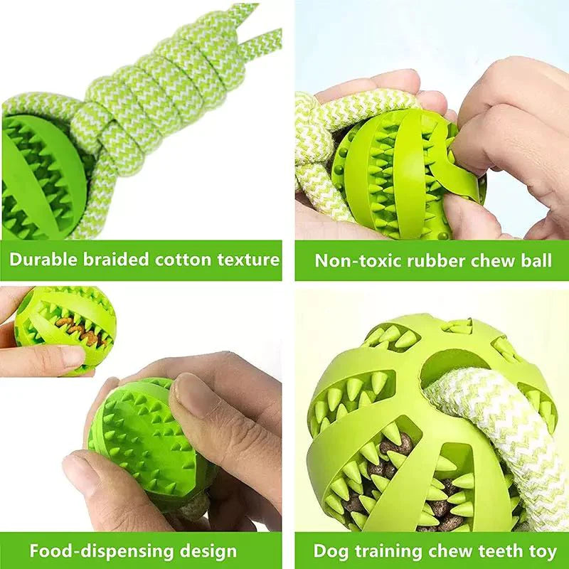 New Dog Toy Hand Pull Leaky Food Ball Molars Anti-Bite Woven Cotton Rope Chewing Interactive Pet Tooth Cleaning Toy Dog Supplies