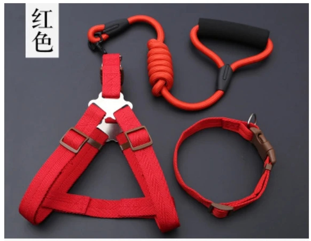 Small Puppy Pet Dog Collars Set Adjustable Buckle Leash Large Dogs Harness Chihuahua Walking Lead Leash Dog Pet Harness Vest